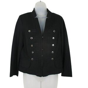 Joseph Ribkoff Black Military Style Jacket Silver Buttons Size 6 Feminine $297
